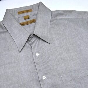 Milano Uomo Men Long Sleeve Dress Shirt Tan Size 16.5 34/35 Office Causal Preppy